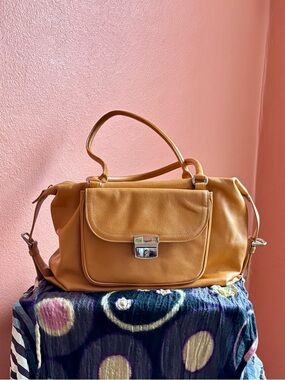 Levenger Periwinkle Leather Satchel Handbag